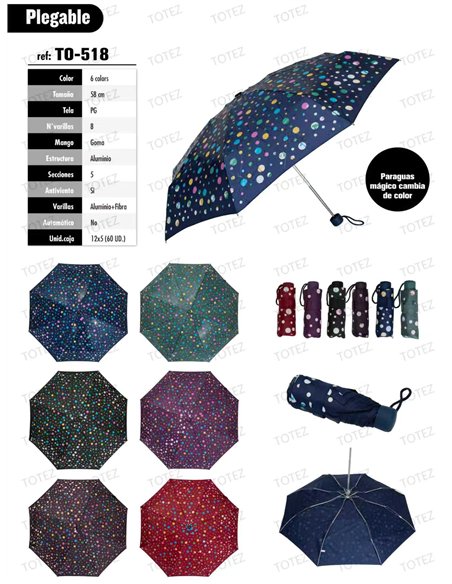 Paraguas plegable mágico lunares