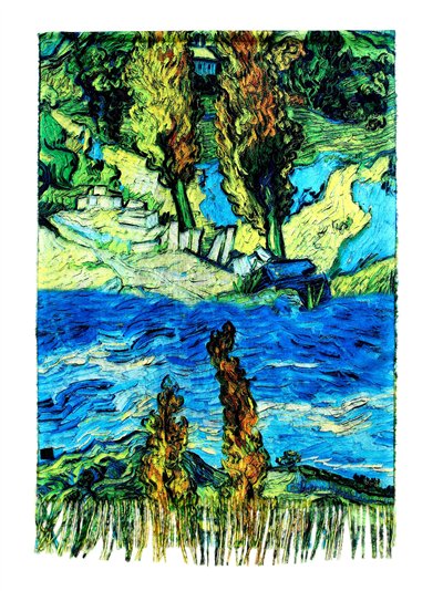 Bufanda cuadros famosos flecos