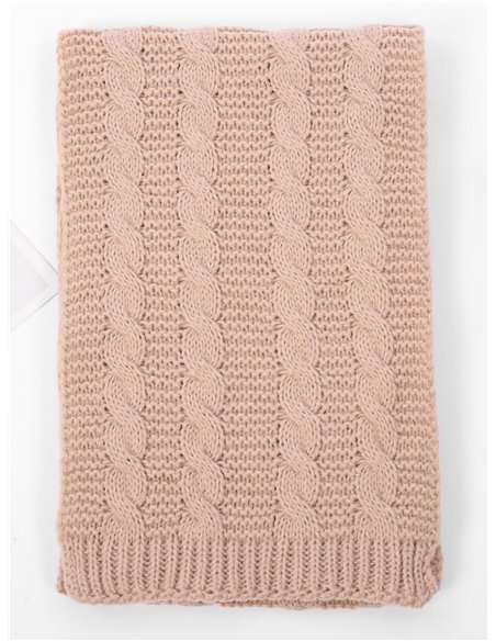 Conjunto Bufanda punto trenzas + Gorro pompón