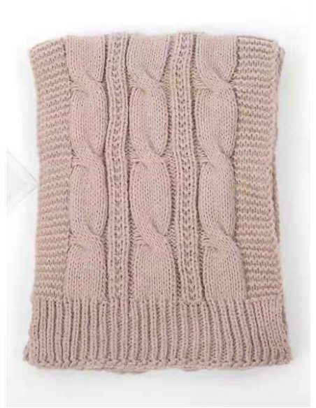 Conjunto Bufanda punto trenzas + Gorro pompón