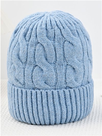 Gorro beanie trenzado con brillo