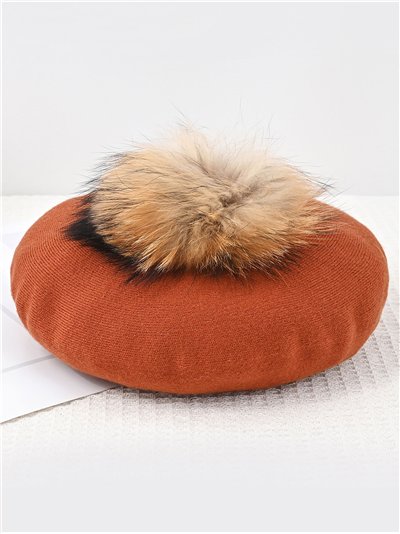 Boina punto con pompón