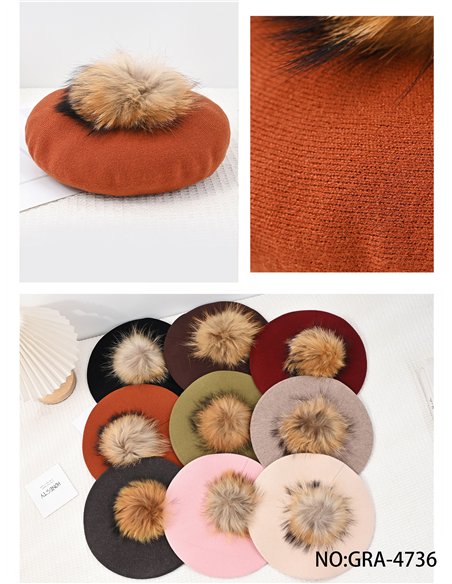 Boina punto con pompón