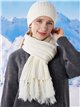 Conjunto Bufanda punto canalé con flecos + Gorro