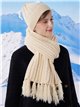 Conjunto Bufanda punto trenzas con flecos+ Gorro