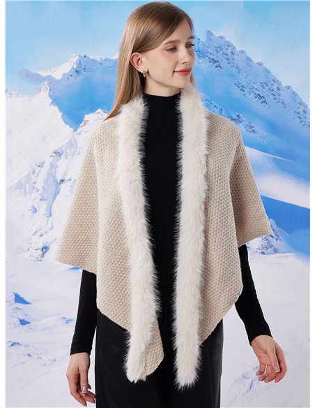 Chal triangular de punto con pelo