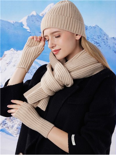 Conjunto Bufanda punto canalé + Gorro + Guantes