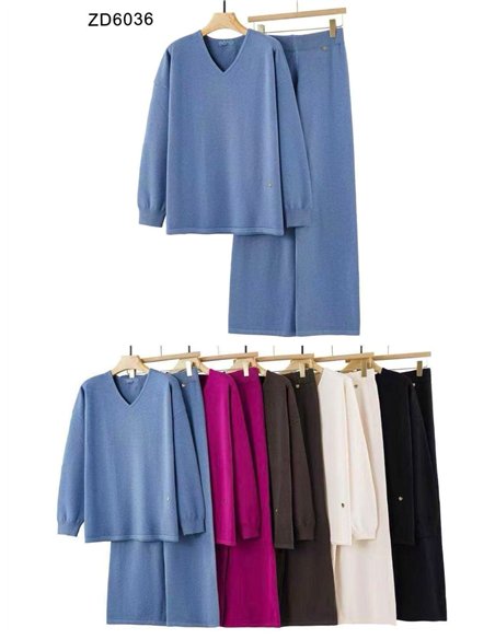 Conjunto Jersey cuello pico talla grande + Pantalón