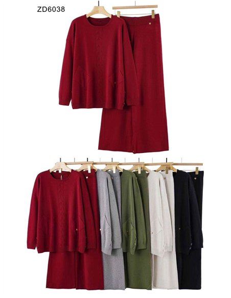 Conjunto Jersey trenzas talla grande + Pantalón