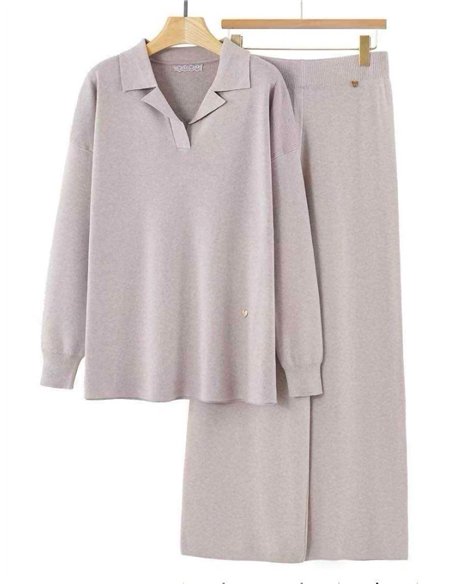 Conjunto Jersey cuello polo talla grande  + Pantalón