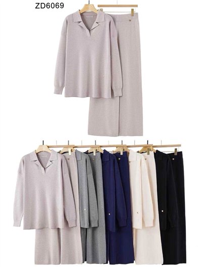 Conjunto Jersey cuello polo talla grande  + Pantalón 2