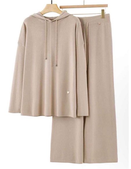 Conjunto Sudadera amplia punto capucha + Pantalón