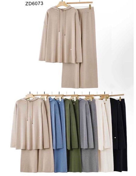 Conjunto Sudadera amplia punto capucha + Pantalón