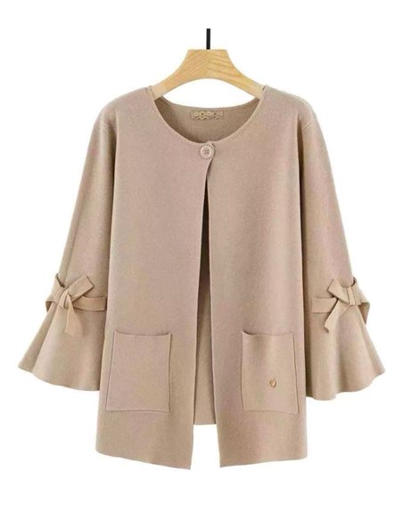 Chaqueta punto bolsillos manga lazos