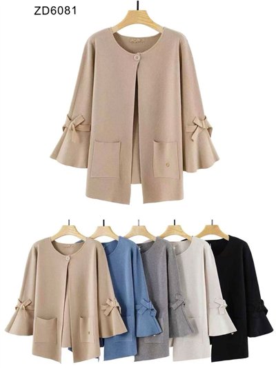 Chaqueta punto bolsillos manga lazos 2