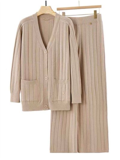 Conjunto Chaqueta amplia punto canalé + Pantalón 2