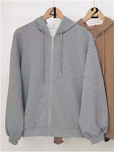 Sudadera amplia capucha cremallera