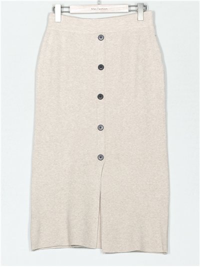 Falda midi punto botones abertura