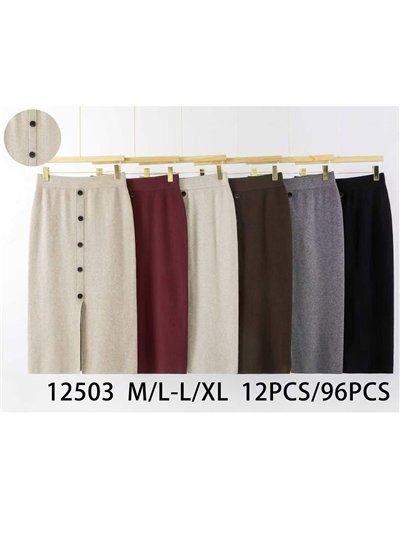 Falda midi punto botones abertura 2