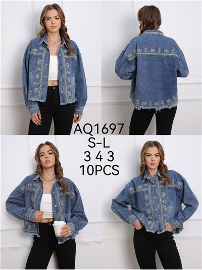 Sobrecamisa amplia denim bordada 2