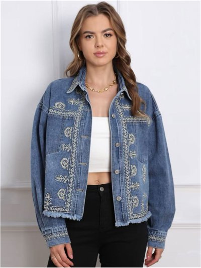 Sobrecamisa amplia denim bordada