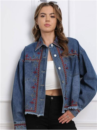 Sobrecamisa amplia denim bordada