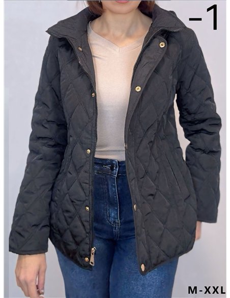 Quilted down puffer jacket with hood