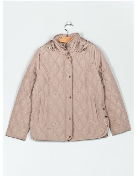 Quilted down puffer jacket with hood
