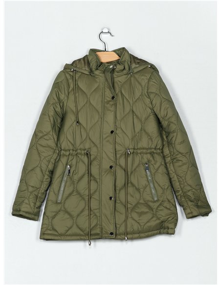 Chaqueta acolchada capucha frunces