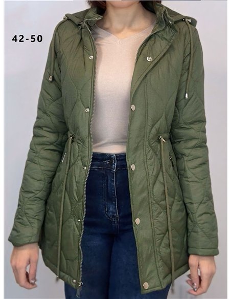 Chaqueta acolchada capucha frunces