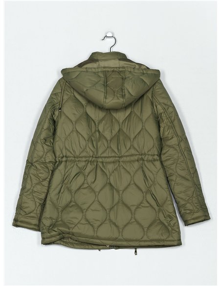 Chaqueta acolchada capucha frunces