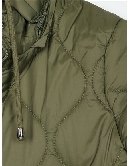 Chaqueta acolchada capucha frunces