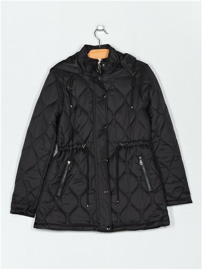 Chaqueta acolchada capucha frunces