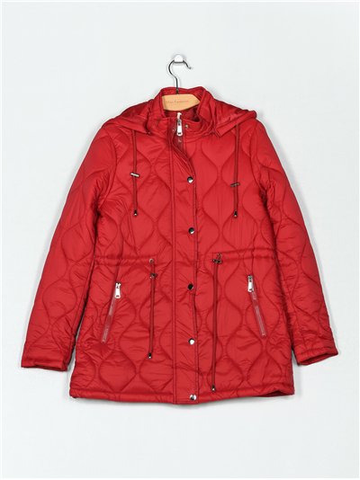 Chaqueta acolchada capucha frunces