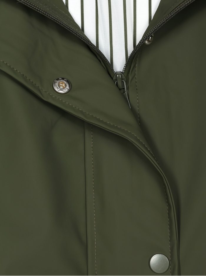 Parka amplia efecto engomado rayas con capucha