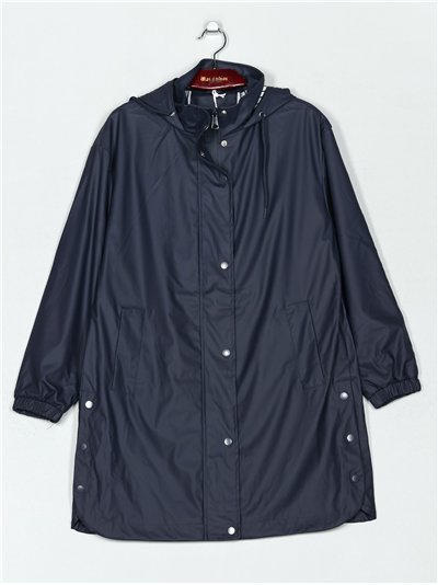 Parka amplia efecto engomado rayas con capucha