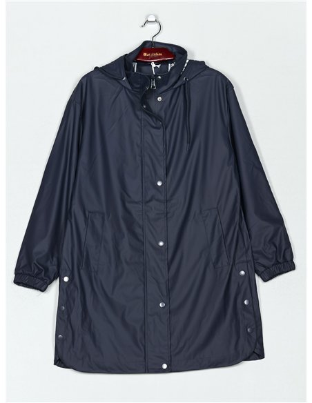 Parka amplia efecto engomado rayas con capucha