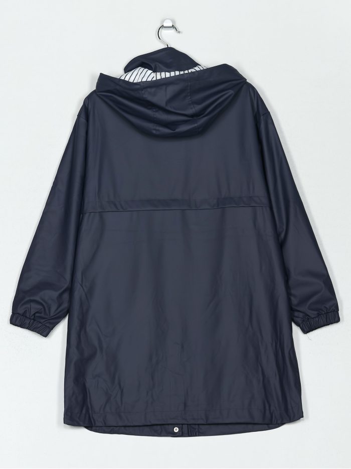 Parka amplia efecto engomado rayas con capucha