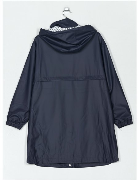Parka amplia efecto engomado rayas con capucha
