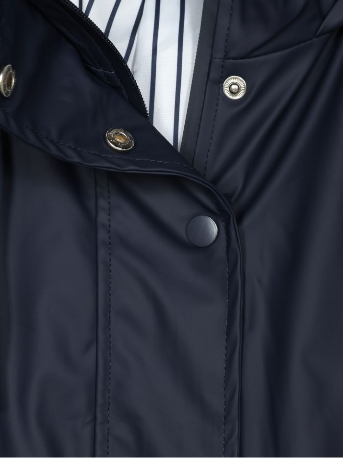 Parka amplia efecto engomado rayas con capucha