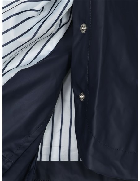 Parka amplia efecto engomado rayas con capucha