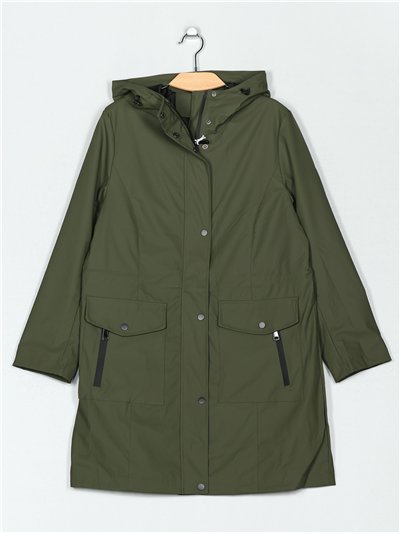 Parka amplia efecto engomado con capucha
