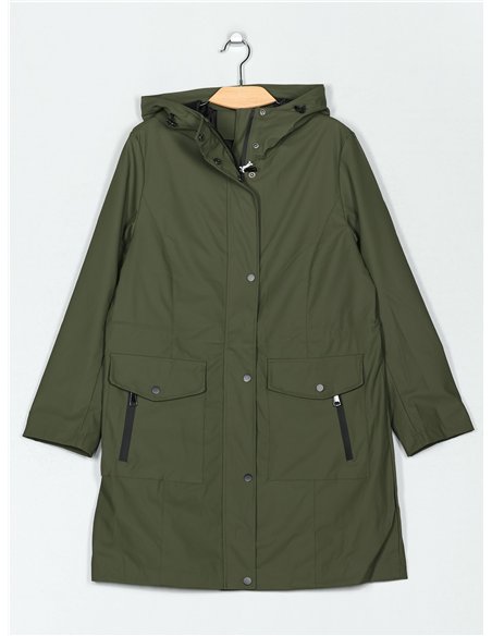 Parka amplia efecto engomado con capucha