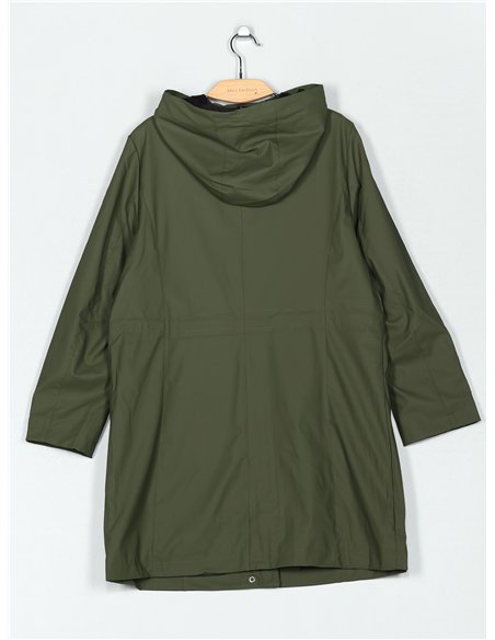 Parka amplia efecto engomado con capucha
