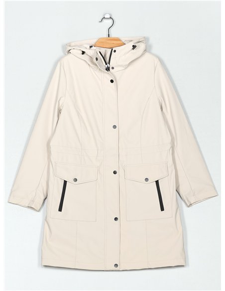 Parka amplia efecto engomado con capucha