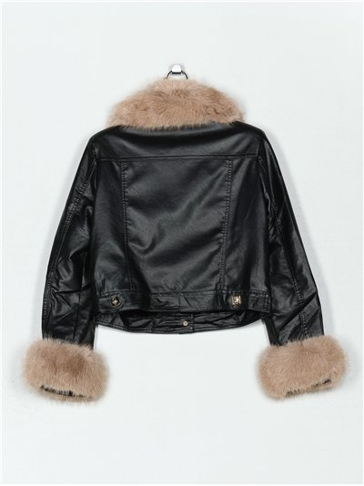 Faux leather jacket with faux fur 2