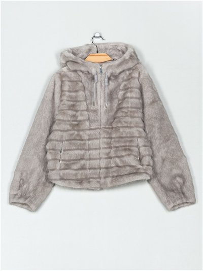 Chaqueta pelo rayas capucha