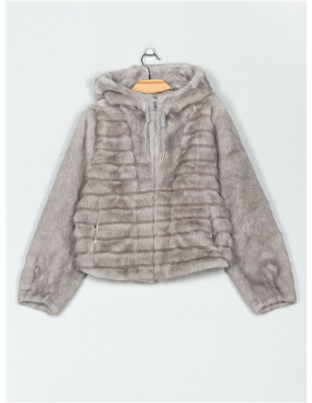 Chaqueta pelo rayas capucha