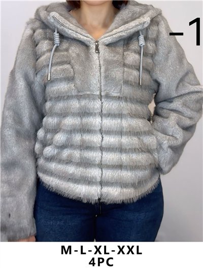Chaqueta pelo rayas capucha 2