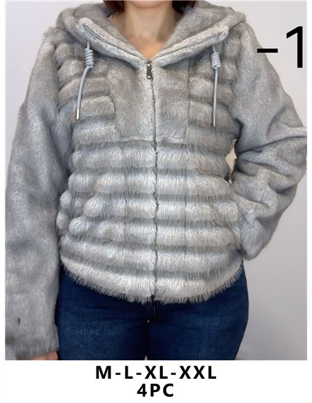 Chaqueta pelo rayas capucha